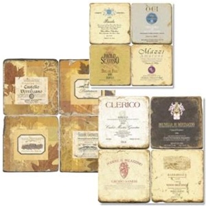 Italian Wine Tumbled Botticino Marble Coasters by Studio Vertu