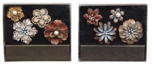 Pearly Petal Push Pins - Metal Flower Tacks
