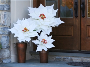 Large Faux Poinsettias White
