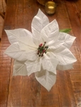9.5" White Faux Poinsettias - Decorative Artificial Poinsetta Stems