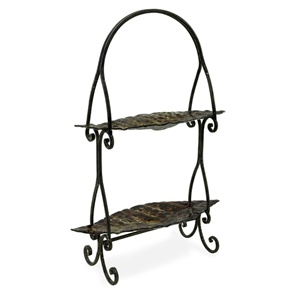 Glass Leaf Two-Tiered Server