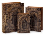 Nesting Wooden Book Boxes - Faux Vintage storage Books - Remote Control Storage Box